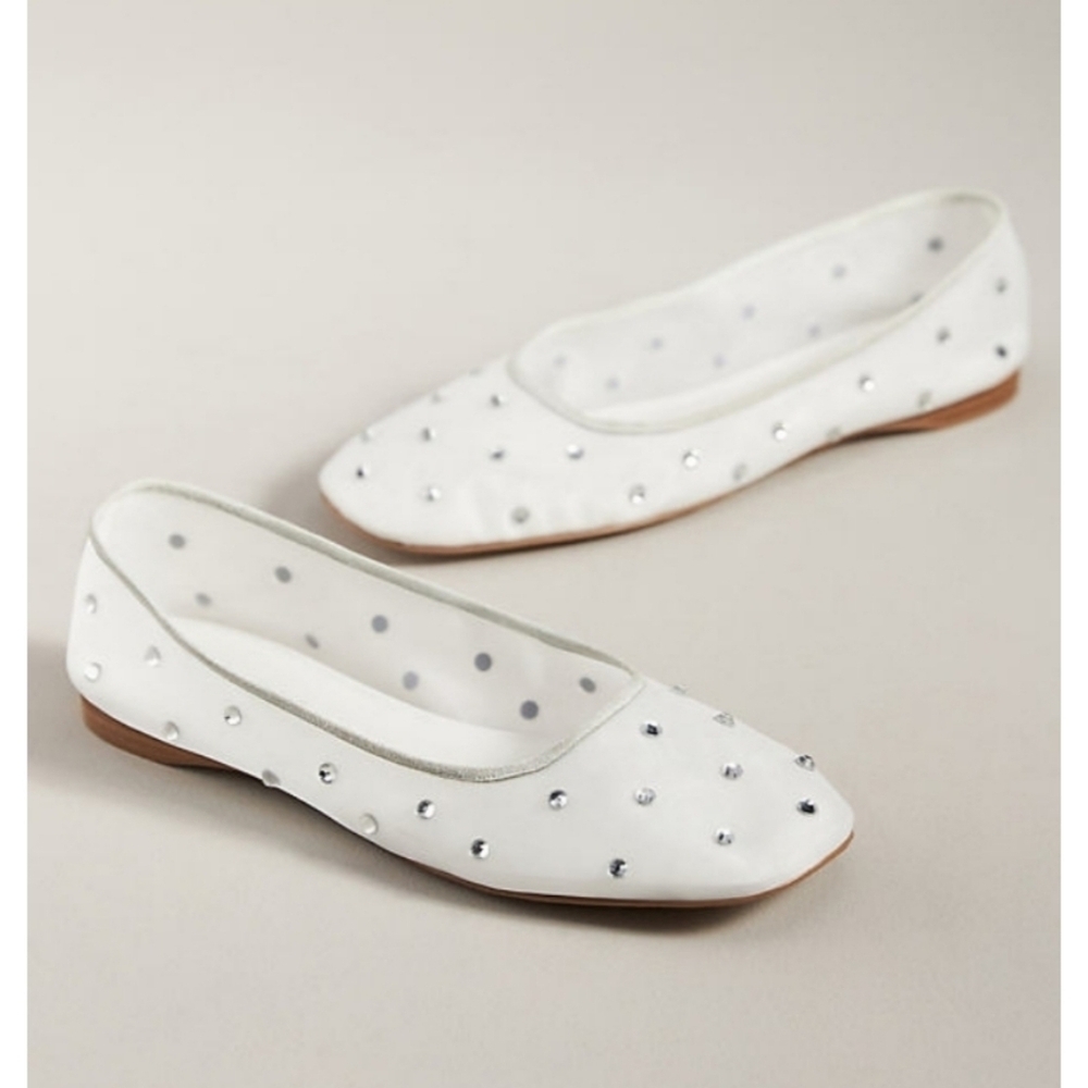 Anthropologie Jeffrey Campbell White Sheer Gem Flats